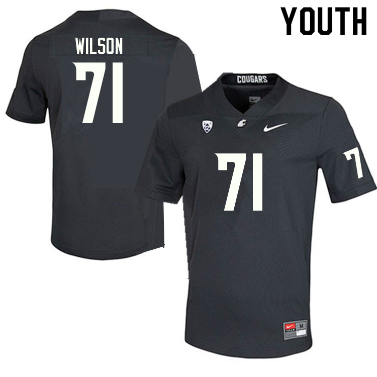 Youth #71 Jack Wilson Washington State Cougars College Football Jerseys Sale-Charcoal - Click Image to Close